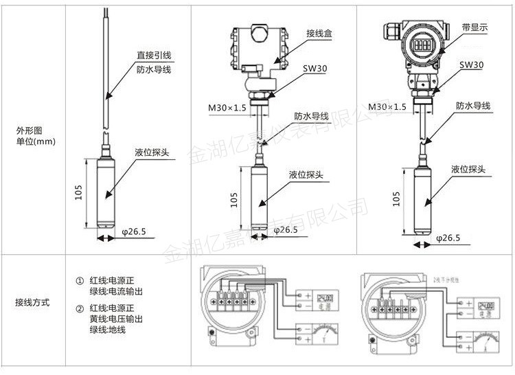 投入式液位变送器外形尺寸