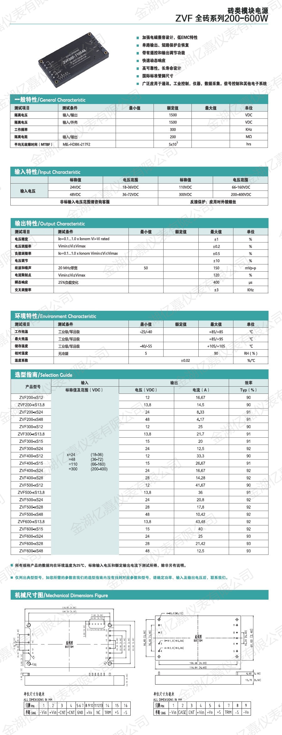 ZVF系列 全砖 模块电源