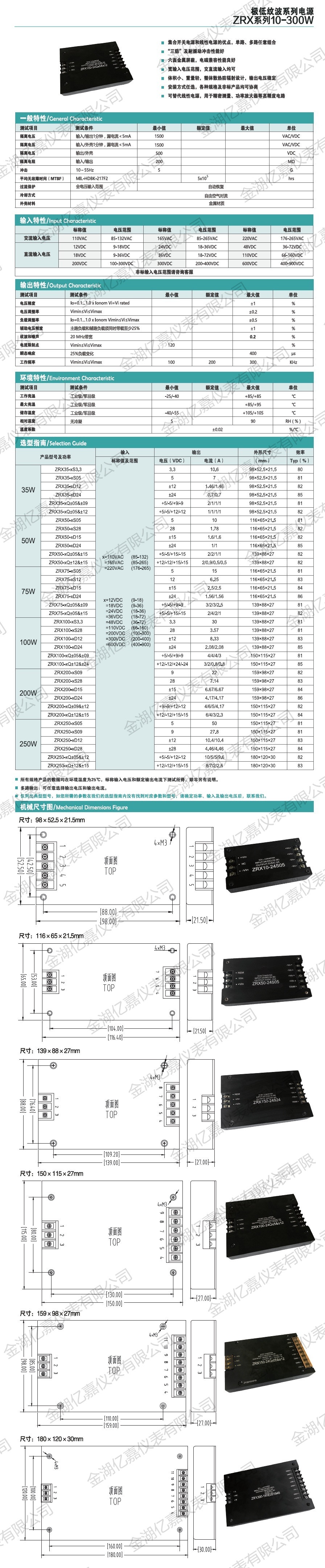 ZRX极低纹波系列电源模块