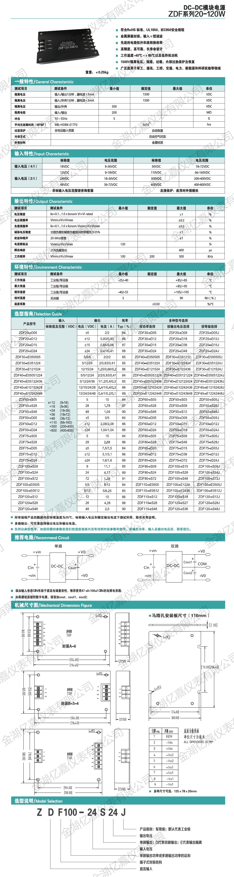 ZDF模块电源20-120W